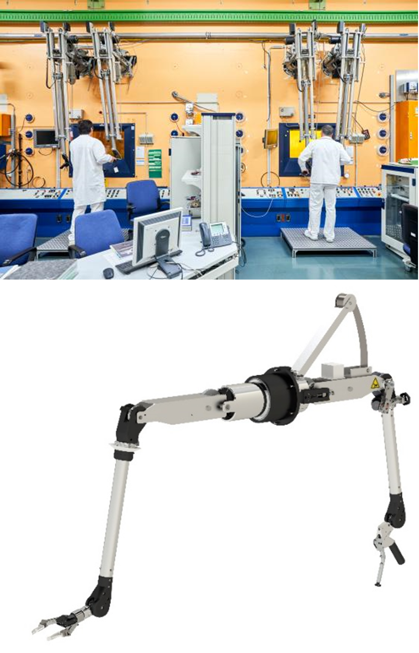 Haptically controlled robots for remote handling of nuclear waste in hot cells